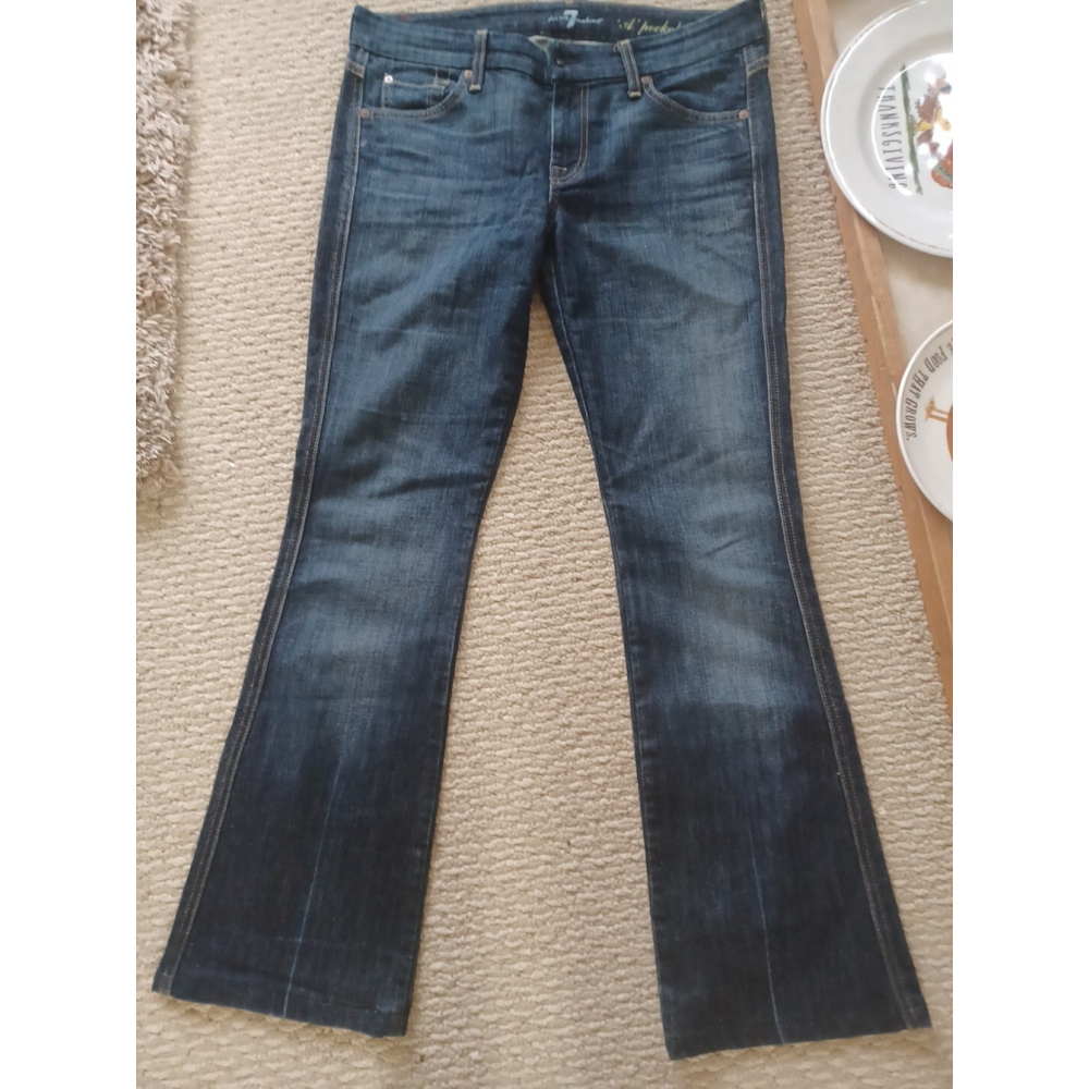 7 For All Mankind $198 A-Pocket Y2K Vintage Bootcut Low Rise Jeans Dark